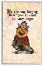 Dutch Comic Dutch Child w Dachshund Dog Longing to See You DB Postcard A16 - £3.07 GBP
