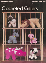 Leisure Arts Crocheted Critters Leaflet 109 Toy Lamb Kitten Crochet Pattern - $4.00