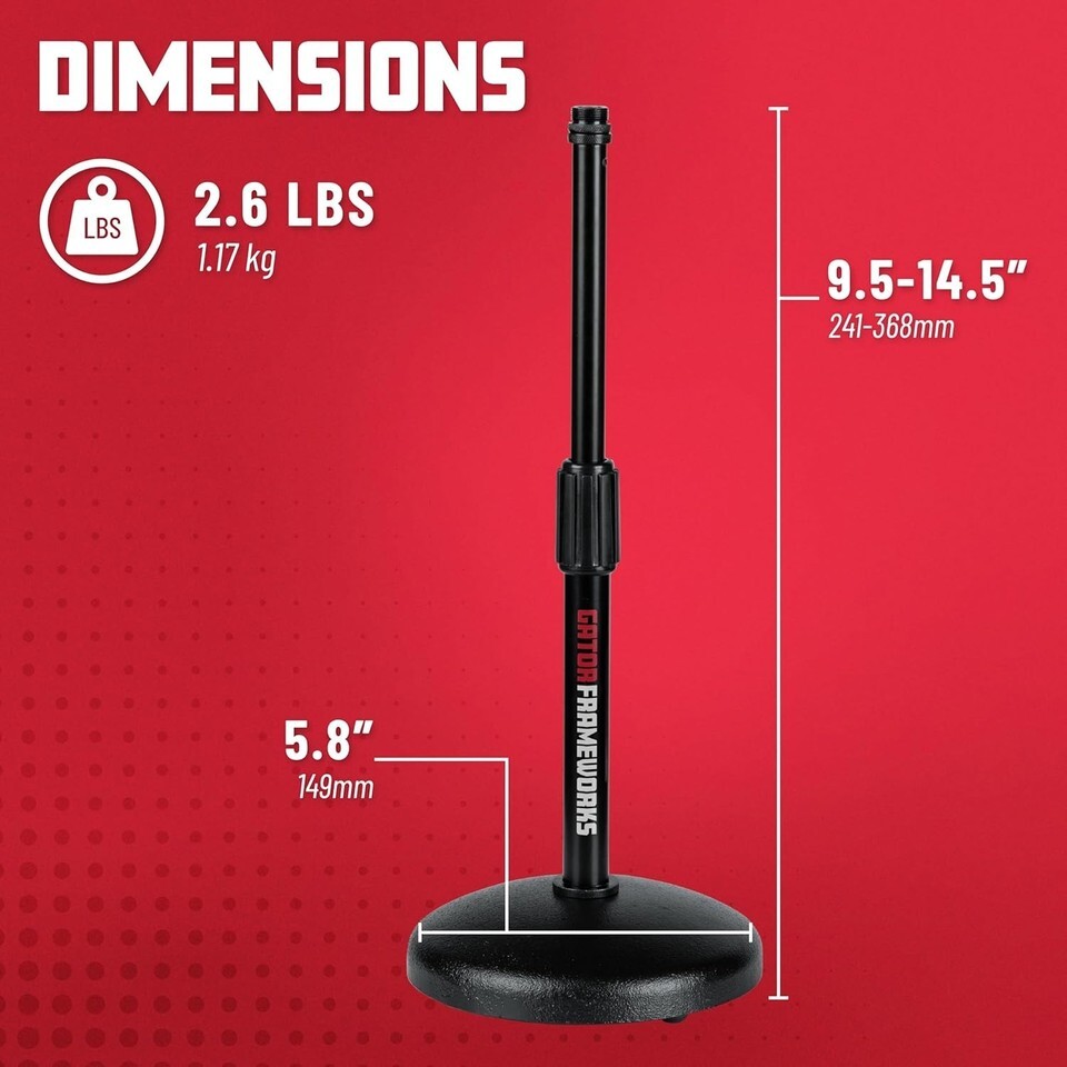 Gator Frameworks Desktop Microphone Stand - Round Weighted Base & Adjustable Item image 4