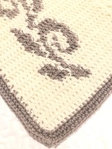 Vintage Hand Crochet Throw 45x57 Cream &amp; Gray-ish Taupe - £21.30 GBP