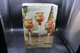 Kirkland’s Hand Painted Glass Red Bird Candle Holders Charisma Set of Three - £27.23 GBP
