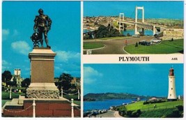 Postcard Plymouth Monument Lighthouse Bridge UK Multi View - £2.21 GBP