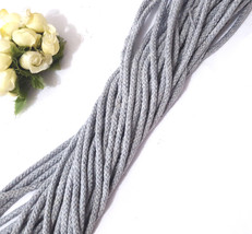 Approx 4mm width 5-100 yds Gray Braid Cotton Cord String Drawstring Rope... - $6.99+