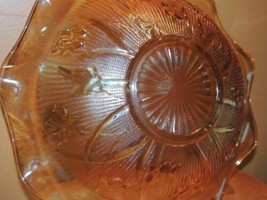 Large 11.5&quot; Iris &amp; Herringbone Depression Glass Bowl Marigold/ Carnival Antique - £13.40 GBP