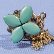 Green Flower Tie Tack Tie Pin Chain - £11.86 GBP