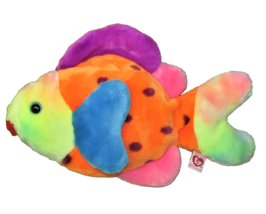 Ty Lips The Fish B EAN Ie Buddies Buddy 1999 Plush Stuffed Animal Classic Colorful - £8.63 GBP