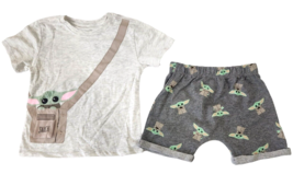 Star Wars Mandalorian Shirt w/ Snack Pouch &amp; Shorts Combo Toddler Boys S... - $26.72