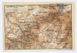 1925 Original Vintage Map Of Schwarzathal Schwarzatal / Harz Mountains / Germany - £13.44 GBP