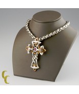 Hommes Tigrani Argent Sterling .925 Et Bronze Rubis Pierre Croix 24 Inch... - €1.695,87 EUR