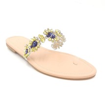 Vigo Fiore Women Embellished Slide Sandals Aurora Size US 8.5 Yellow Rhinestones - £19.73 GBP