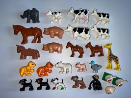 Lot of 26 Duplo LEGO Zoo Animals Cows Horses Monkey Giraffe Cubs Polar Pig Dog + - £62.56 GBP