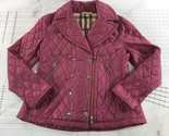 Burberry Brit Jacket Womens Extra Large Purple Zip Snaps Nova Check Lining - £233.31 GBP