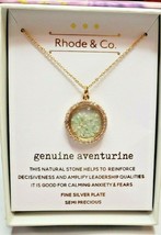 Kohl&#39;s Rhode &amp; Co. Women&#39;s Silver Plate Genuine Adventurine Necklace Pendant - £21.29 GBP