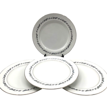 Vintage Style House Fine China REGAL Ware Dinner Plates Platinum White Set Of 4 - £18.55 GBP