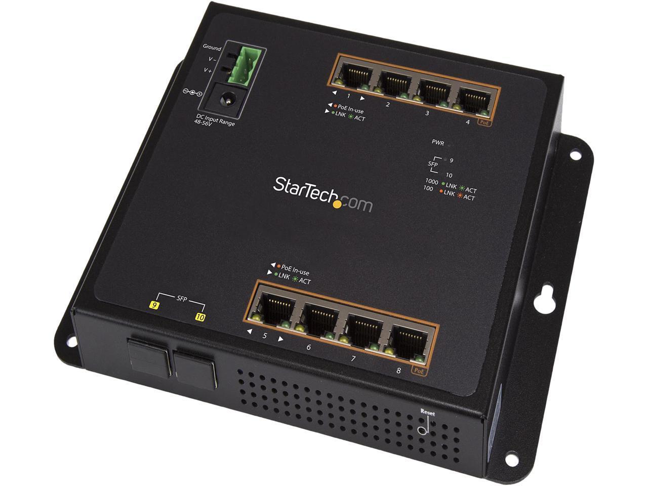 StarTech IES101GP2SFW StarTech.com Gigabit Ethernet Switch - 8 Port PoE+ plus 2  - $652.99