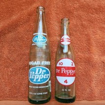 Vintage Dr. Pepper Beverages Soda Pop Bottles Clear Glass 10 oz 16 Oz Lo... - $14.01