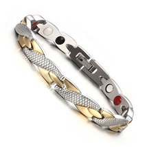 Vinterly Energy Magnetic Bracelet Men Gold-color Chain Health Bracelet Male Germ - £25.15 GBP