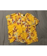 Worthington Boho Yellow Floral Leaf Print Short Sleeve Blouse Top Size L - €8,38 EUR