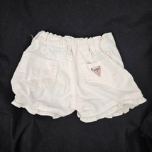 Vintage Baby Guess Jean Shorts Girl White Ruffle Triangle Logo 3-6 m - $19.79