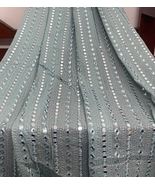Georgette Embroidered Powder Blue Foil Mirror Fabric, Wedding Dress Fabr... - £11.39 GBP+