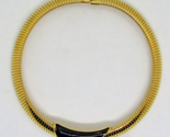 Woman&#39;s Vintage Monet Gold Link and Black Enamel Omega Necklace - $78.21