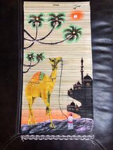 Egyptian Bamboo Scroll Appliqué Camel Hand Painted Wall Hanging 23”X12” ... - $19.52 CAD