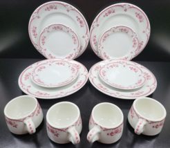 12 Pc Shenango Chardon Rose Red Plates Cups Vintage Diner Restaurant Ware Lot - £94.48 GBP
