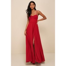 NWT Womens Size Large Lulu&#39;s Red Cause for Commotion Pleated Bustier Maxi Dress - £31.21 GBP