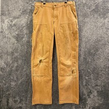 Carhartt Double Knee Jeans Mens 34x32 Distressed Stained Worn Work Zombie Torn - £36.60 GBP