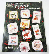 1993 Punny Christmas Ornaments Cross Stitch Book 24 Designs Jamie Leigh ... - $11.83