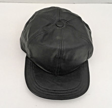 Black vinyl leather look vintage hat cap adjustable back biker hat drivi... - $27.03 CAD