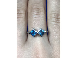 925 STERLING SILVER BLUE JADEITE RING SIZE 8.5 - $25.02