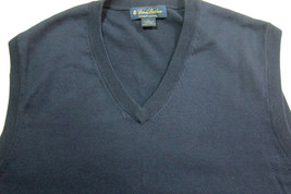 GORGEOUS $109 Brooks Brothers Blue Supima Cotton Sweater Vest Size L - £28.66 GBP