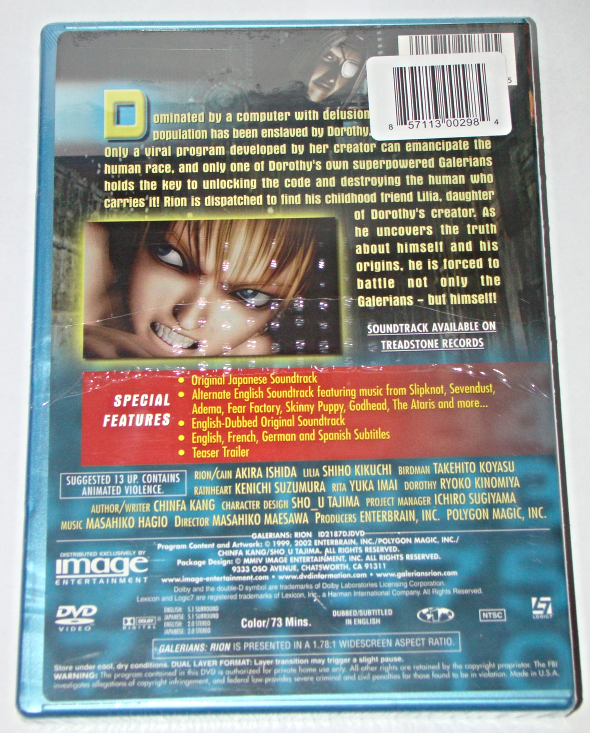 GALERIANS: RION - man.machine.menace (Dvd) - DVDs & Blu-ray Discs
