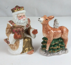 1995 Fitz &amp; Floyd Omnibus King Wenceslas Santa &amp; Deer Salt &amp; Pepper Shakers - $19.39