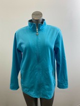 Alia Women&#39;s Mock Neck Full Zip Jacket Size Medium Blue Long Sleeve Poly... - £9.37 GBP