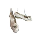 Sesto Meucci Espadrille Women 6.5N Shoes White  leather Slipon Wedge Hee... - $360.37 MXN