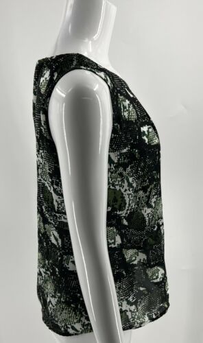 Notations Top Size Small Green Black Snake Print Sleeveless Blouse Career Womens Item image 3