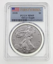 2018 S $1 Argent American Eagle Classé Par PCGS Comme MS-69 Premier Frappe - $1,181.63 MXN