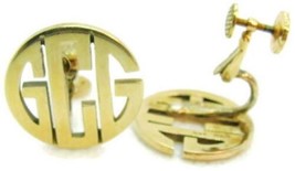 &quot;GCG&quot; Monogram Clip On / Screw Earrings 1/20 12K Gold 7.94 Grams Womans Vintage - £47.58 GBP