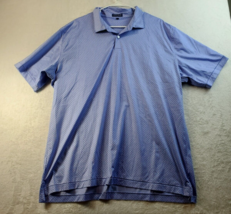Peter Millar Polo Shirt Mens 2XL Blue Geo Print Knit Short Sleeve Collared EUC - £20.46 GBP