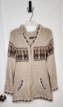 Gamboa Beige Alpaca Sweater Women Knit Full Zip Hoodie Peruvian Sz M/L - £30.09 GBP