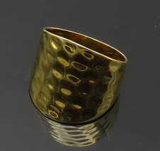SETA 925 Sterling Silver - Shiny Hammered Gold Plated Band Ring Sz 9 - RG15369 - £35.79 GBP