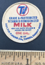 Vintage TV Fleming Co Dairy Milk Bottle Cap Lid 1 1/4&quot; Diameter Topeka K... - £6.14 GBP