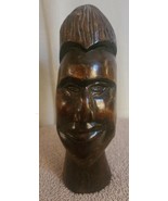 Vintage Wooden Tribal Man Bust Statue. 12&quot; x 4&quot; - £31.89 GBP