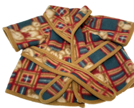 Vintage Handmade Teddy Bear Fleece Robe Multicolor 11 x 13 inches - £9.79 GBP