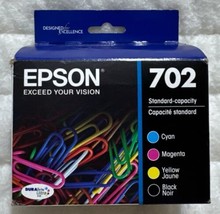 Epson 702 Black Cyan Magenta Yellow Ink Set T702120-BCS Exp 2026 OEM Ret... - $44.98