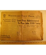 Newspaper WOODWARD DAILY PRESS May 31,1963 Pope John XXIII Critical [Y59... - £7.14 GBP