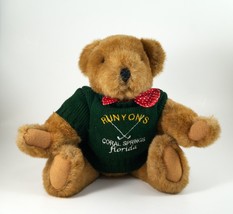 Runyon&#39;s Plush Bear Coral Springs Florida 12&quot; Wearing Green Sweater Jointed - £11.74 GBP