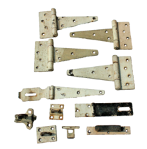 11 Lot Barn Door Hardware 8” T-STRAP Hinges Fasteners Sash Lift Latch Lock Heavy - £23.98 GBP